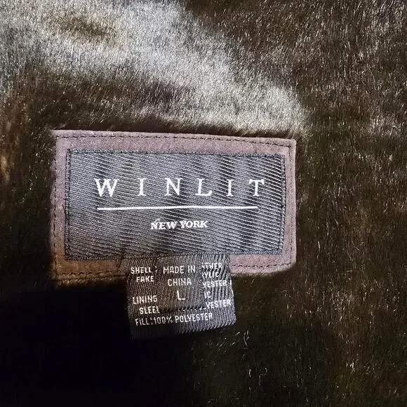 vintage 90s 100% leather jacket with super soft  faux fur lining by winlit - Picture 4 of 4